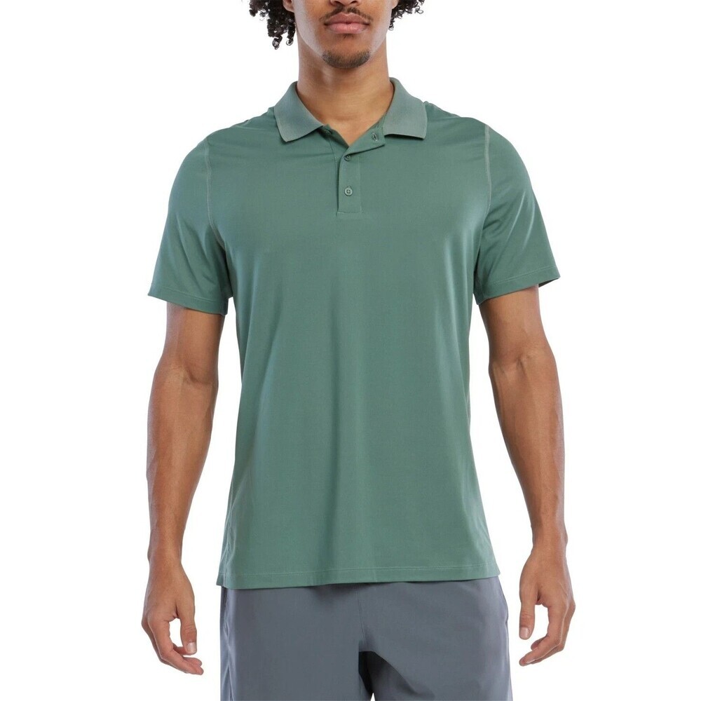 Reebok Men Regular fit Short Sleeve Polo Shirt Moisture Wicking Sage Green S